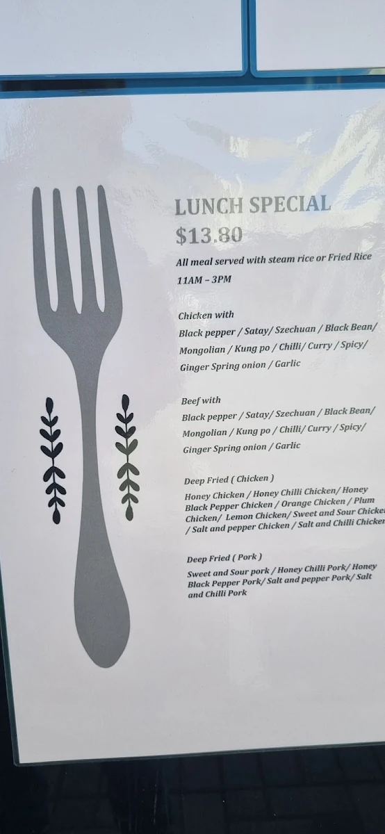 Menu, Warnbro Chinese Take Away