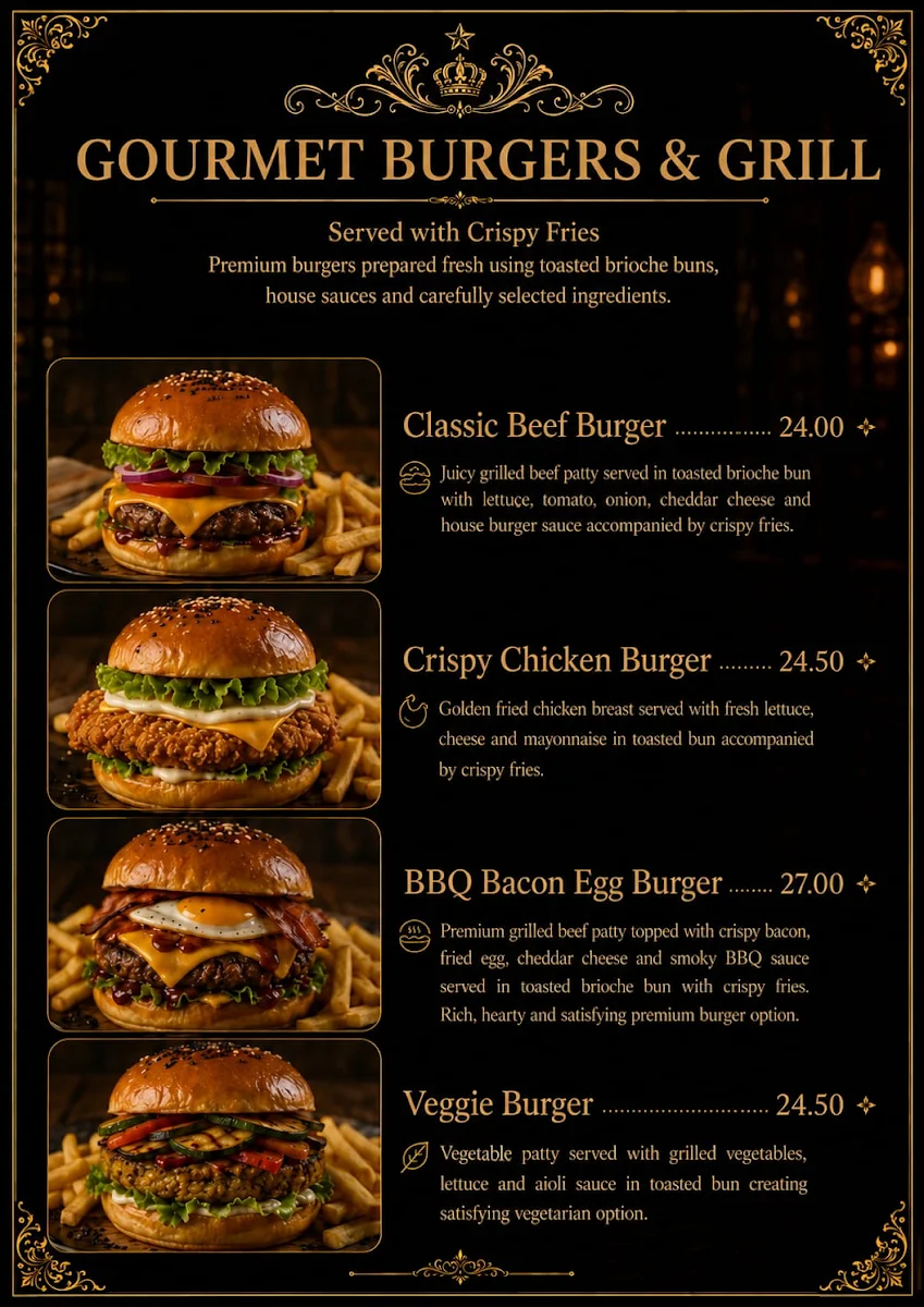 Menu, EPICUREAN LOUNGE