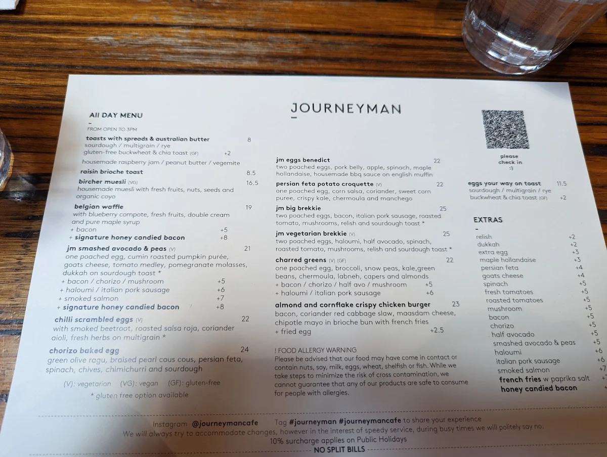 Menu, Journeyman