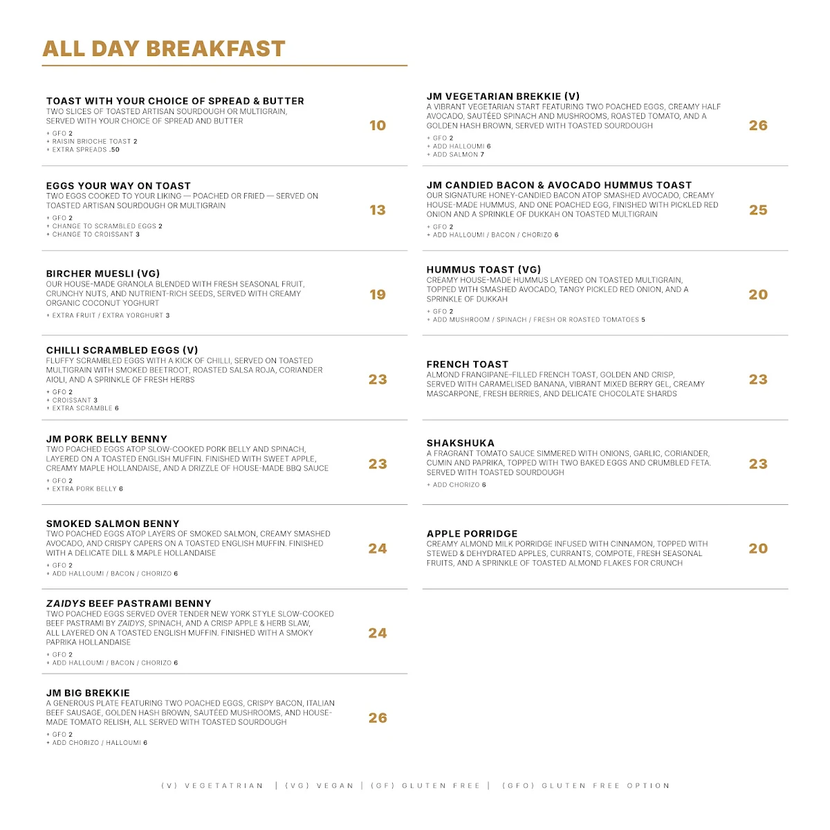 Menu, Journeyman