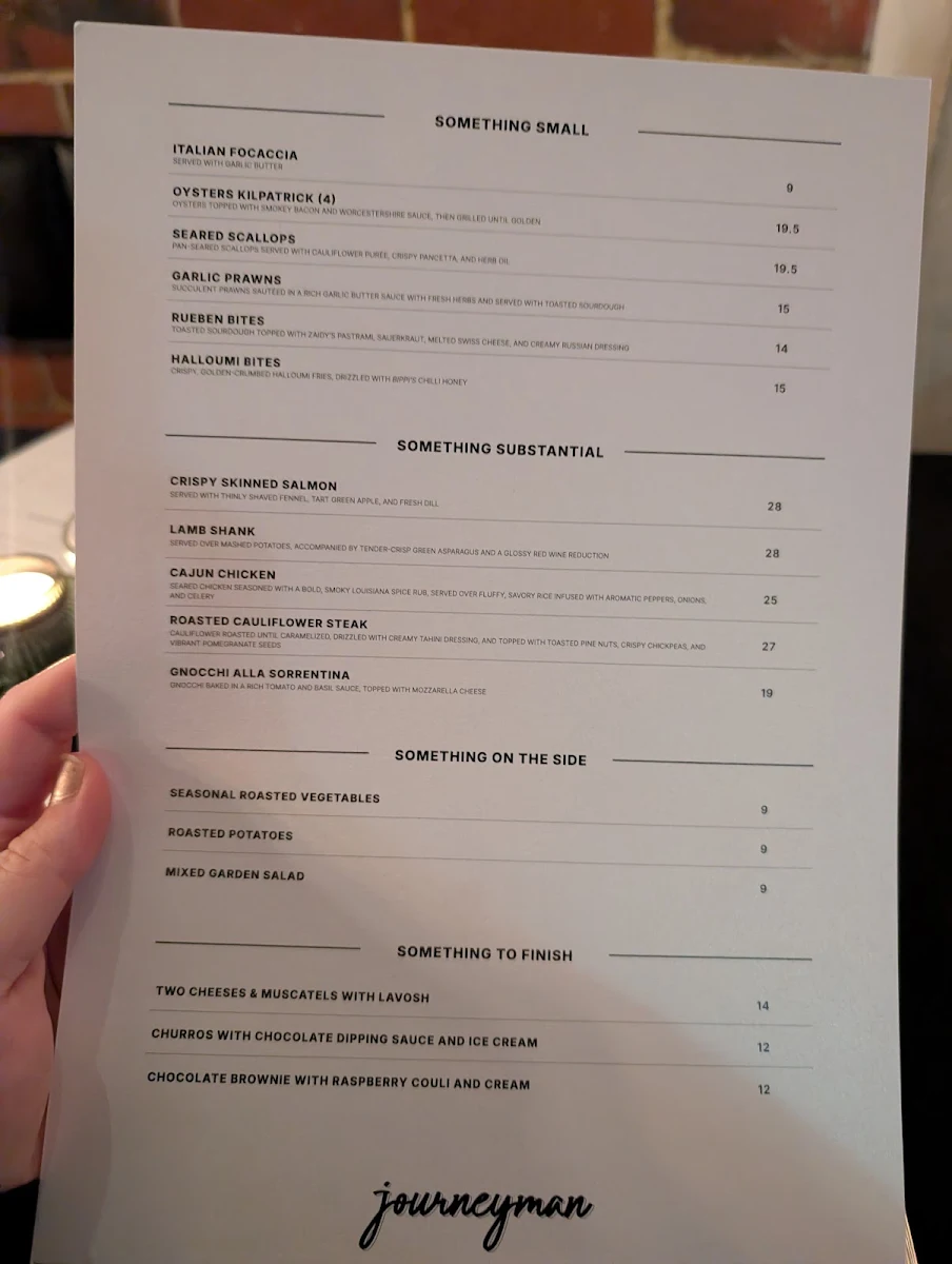 Menu, Journeyman