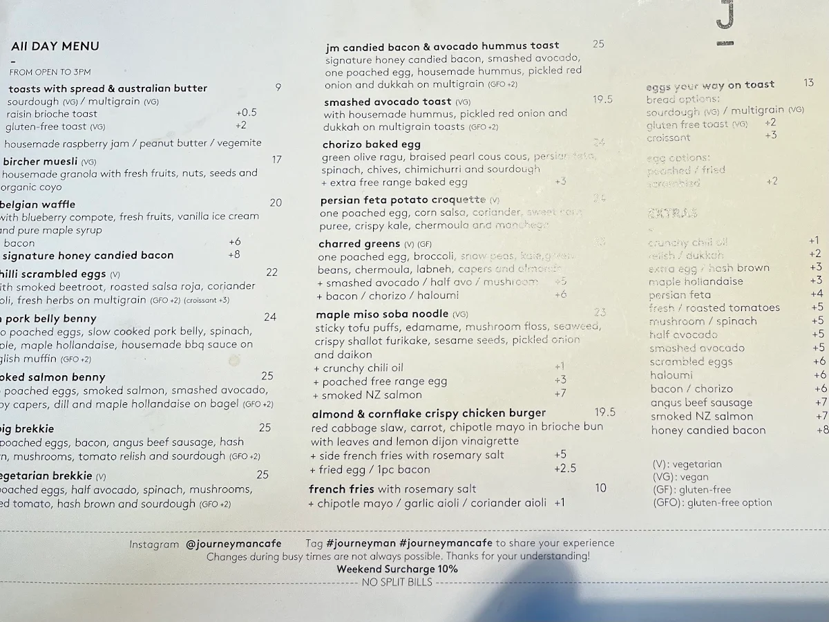 Menu, Journeyman