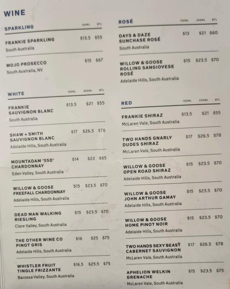 Menu, 100 Miles Kitchen And Bar