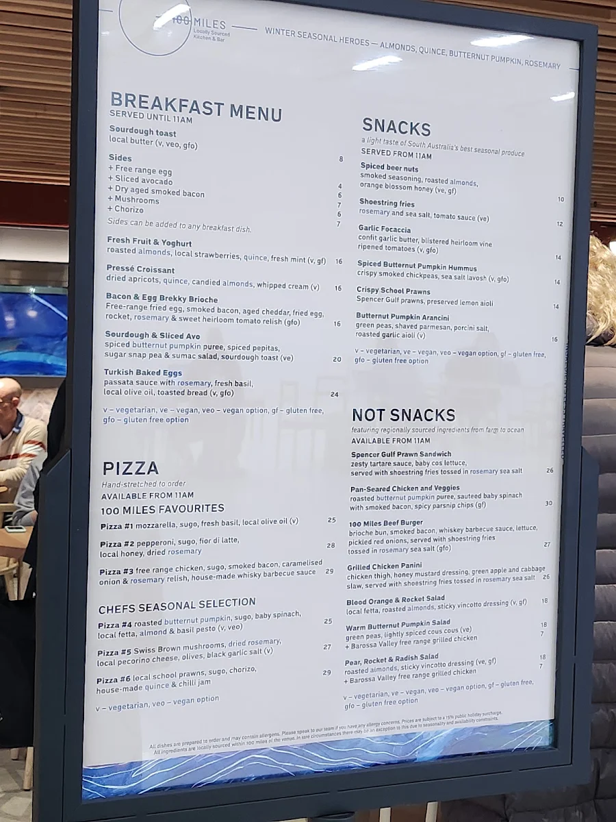 Menu, 100 Miles Kitchen And Bar