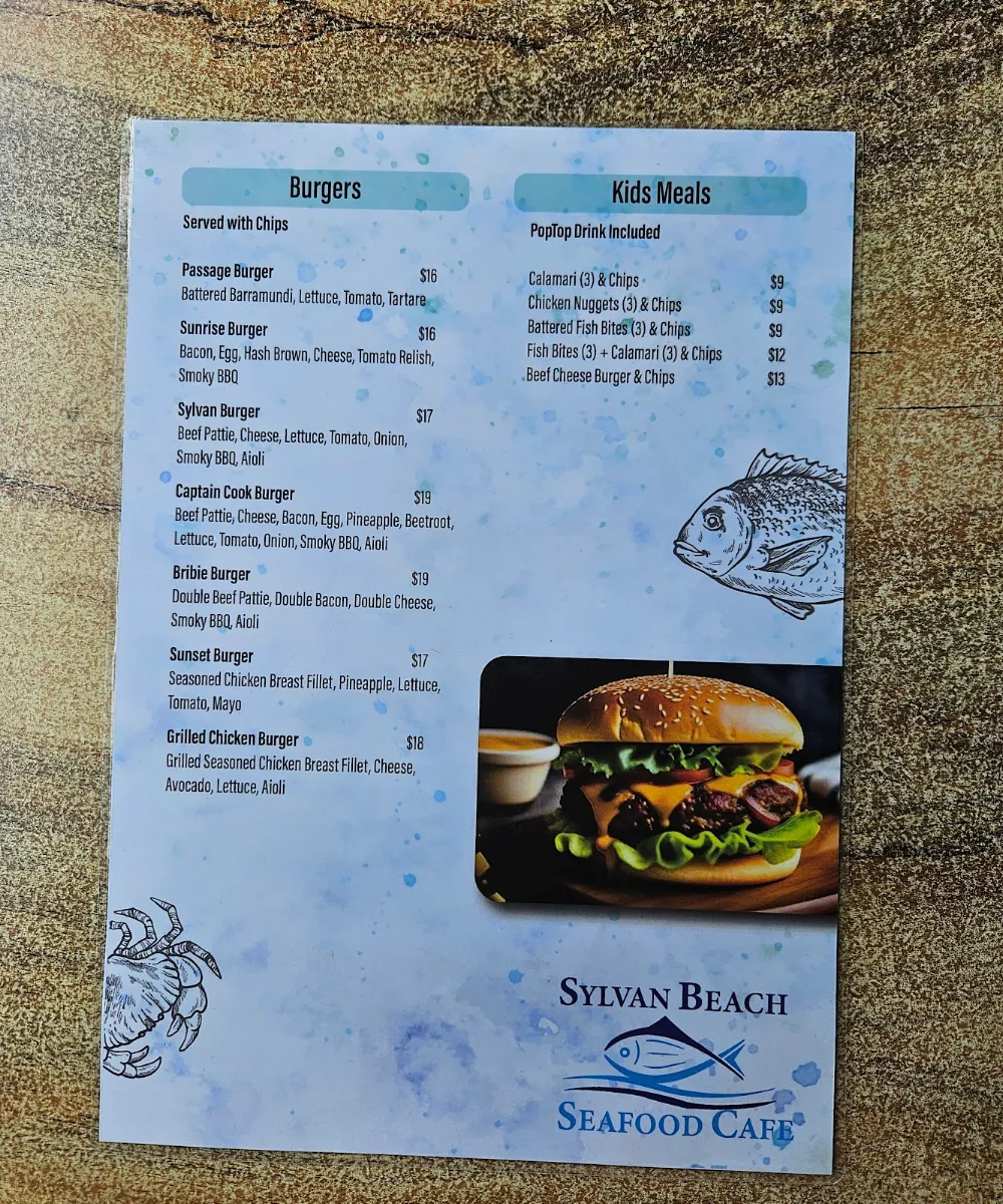 Menu, Sylvan Beach Seafood Cafe