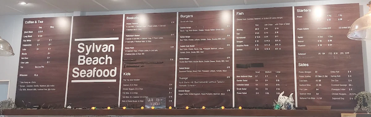 Menu, Sylvan Beach Seafood Cafe