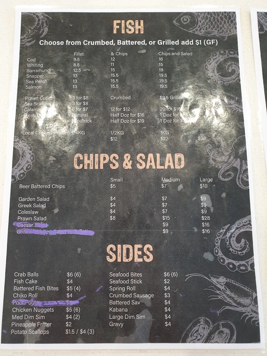 Menu, Sylvan Beach Seafood Cafe