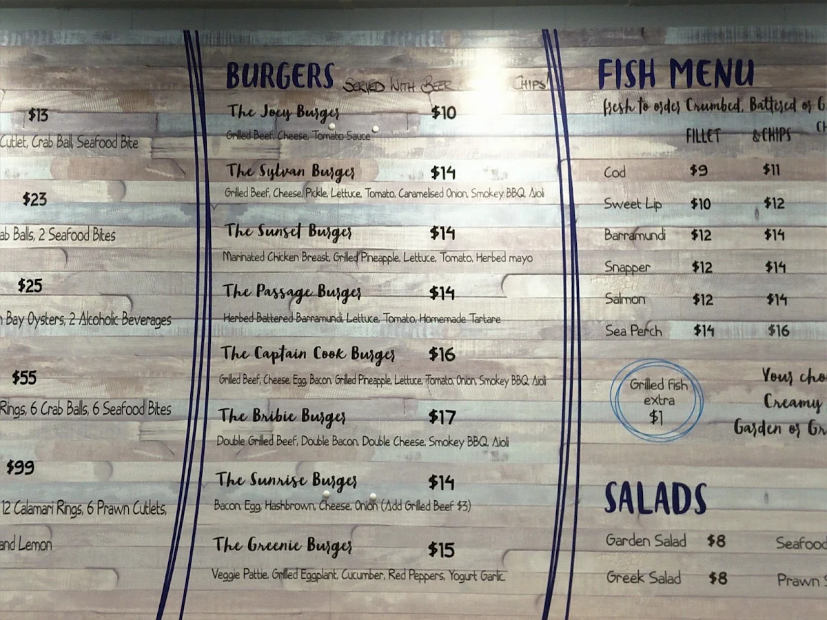 Menu, Sylvan Beach Seafood Cafe