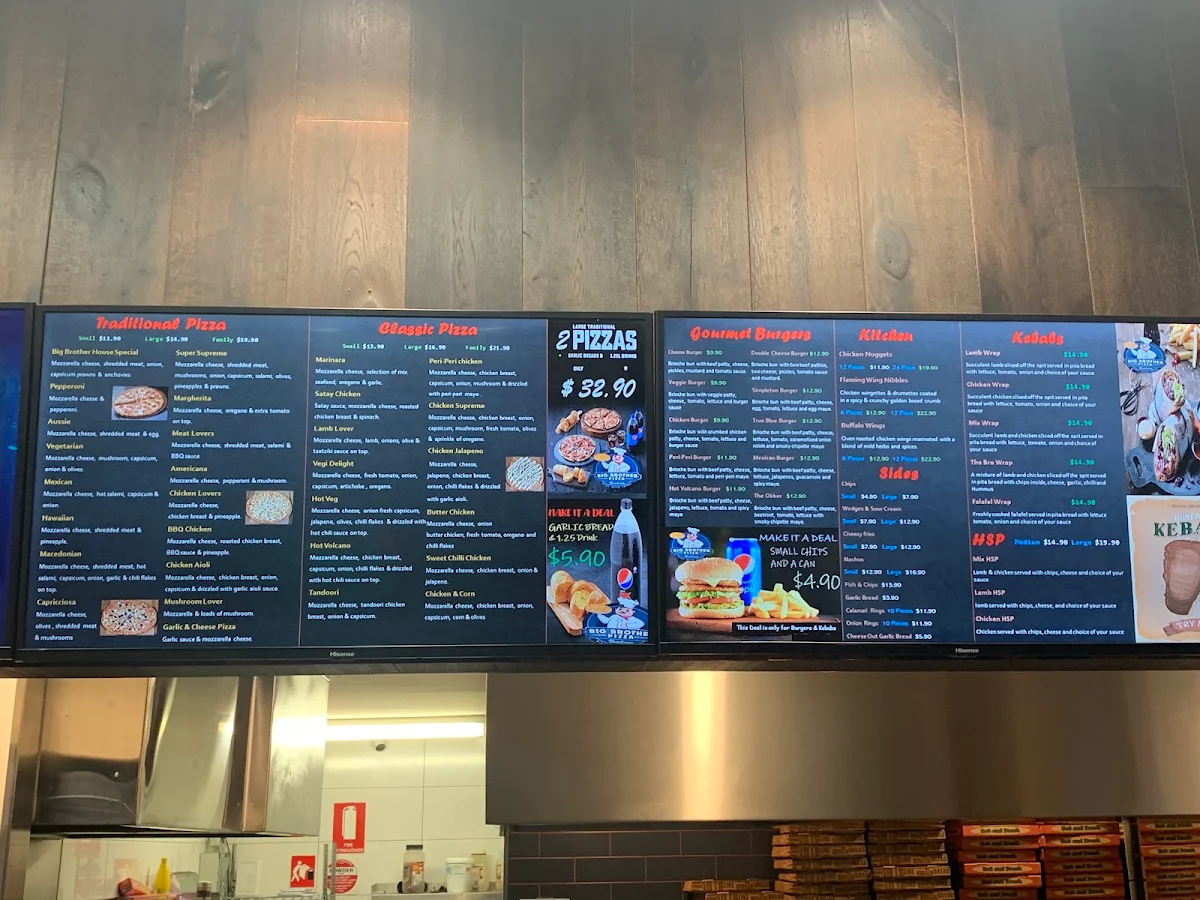 Menu, Big Brother Pizza & Kebab - South Morang