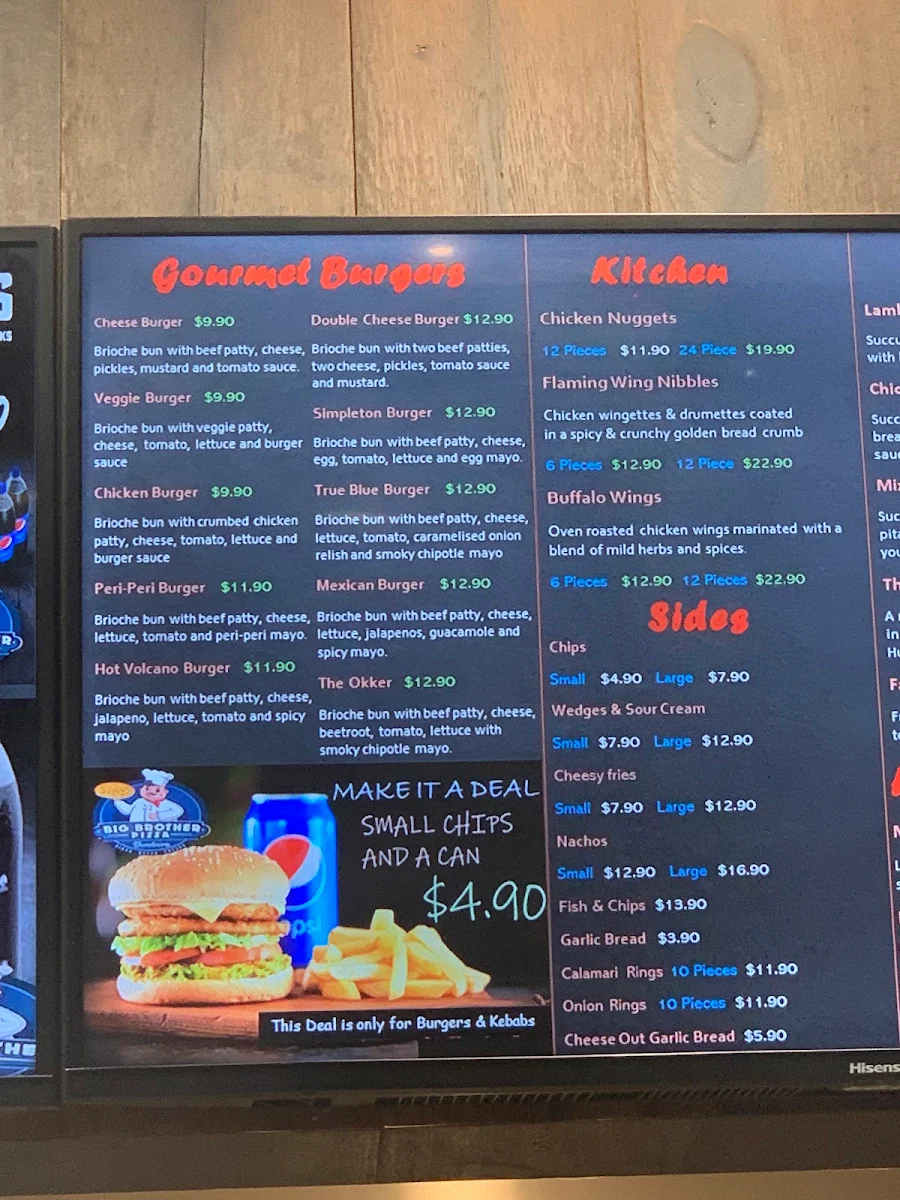 Menu, Big Brother Pizza & Kebab - South Morang