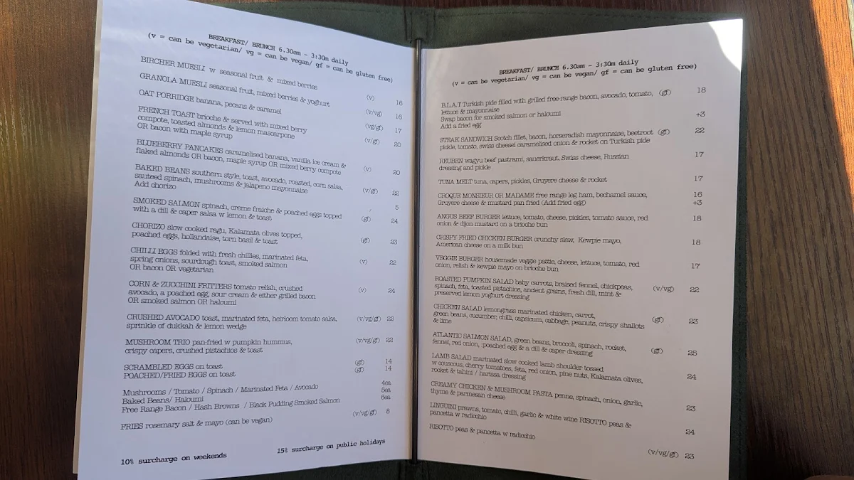 Menu, Cafe Aroma Thornhill park