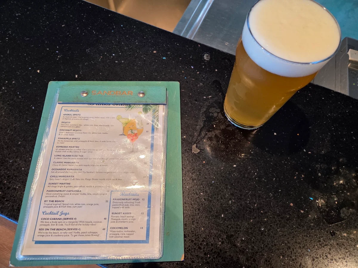 Menu, Sandbar Surfers Paradise