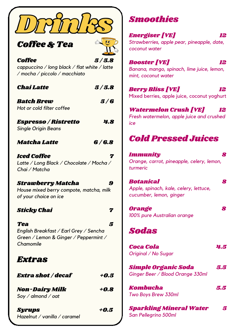 Menu, Dad and the Frog Cafe