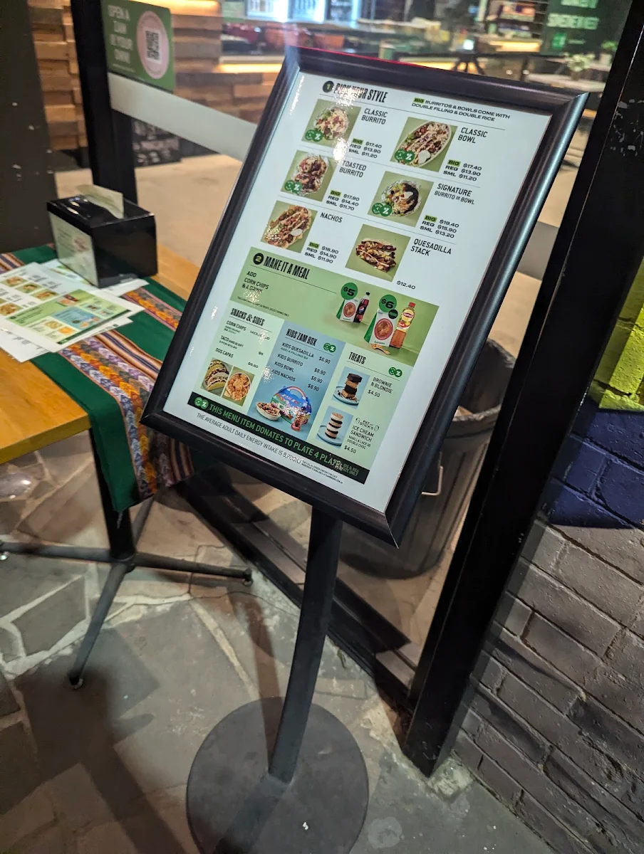 Menu, Zambrero Toowoomba