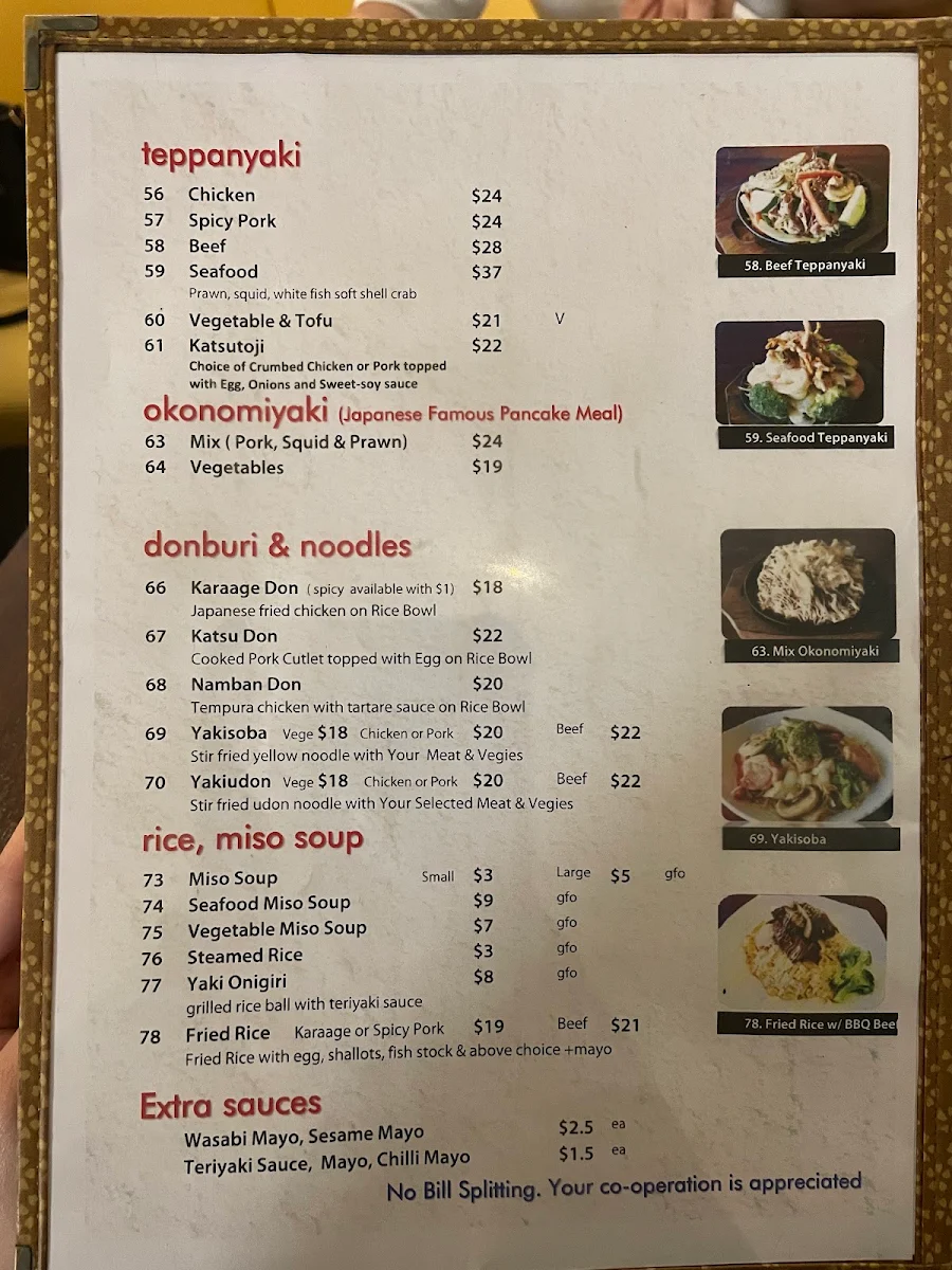 Menu, Gyo Japanese Tapas Bar Restaurant