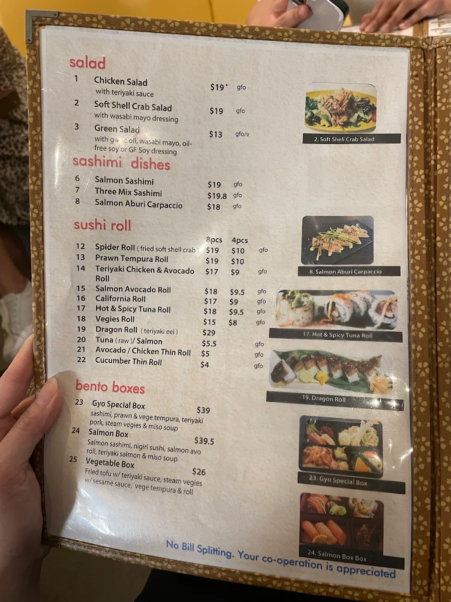 Menu, Gyo Japanese Tapas Bar Restaurant