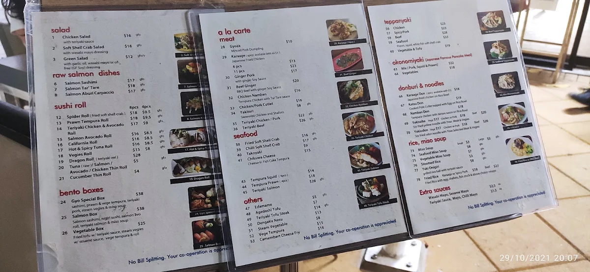 Menu, Gyo Japanese Tapas Bar Restaurant