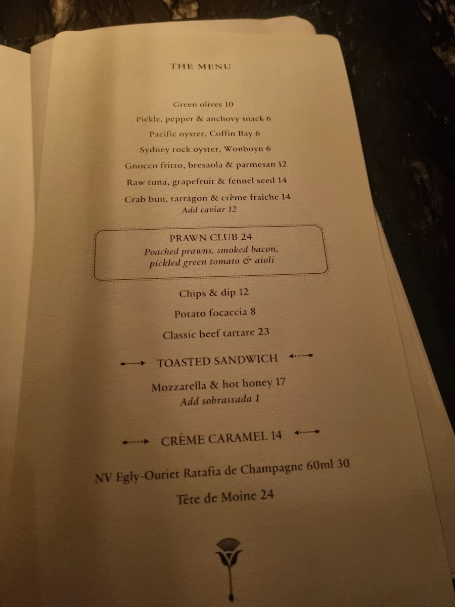 Menu, Apollo Inn
