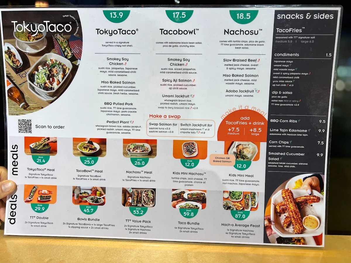 Menu, TokyoTaco Newtown