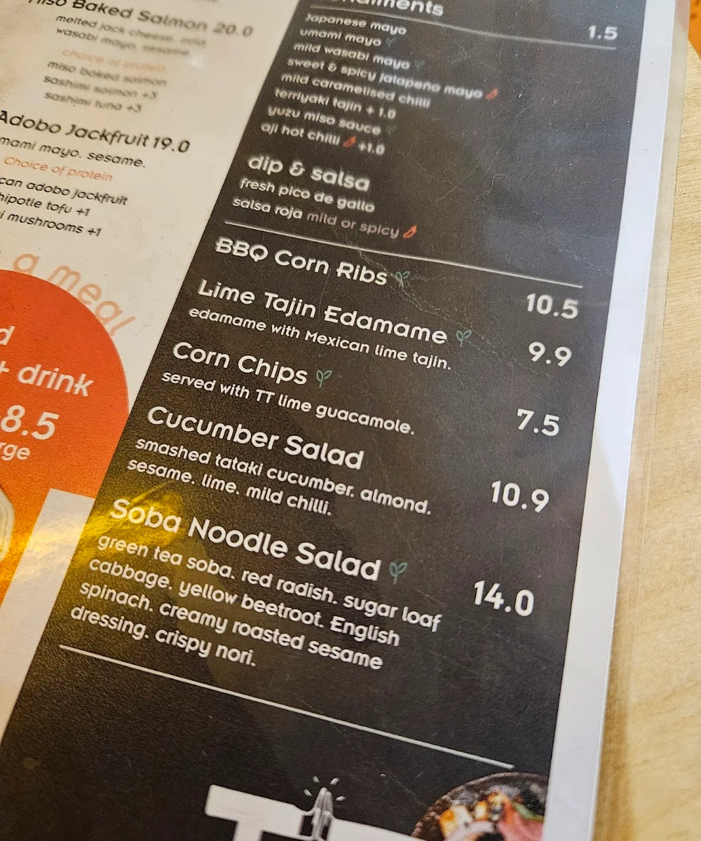 Menu, TokyoTaco Newtown