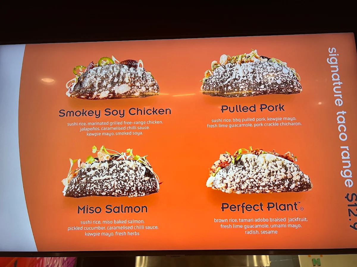 Menu, TokyoTaco Newtown