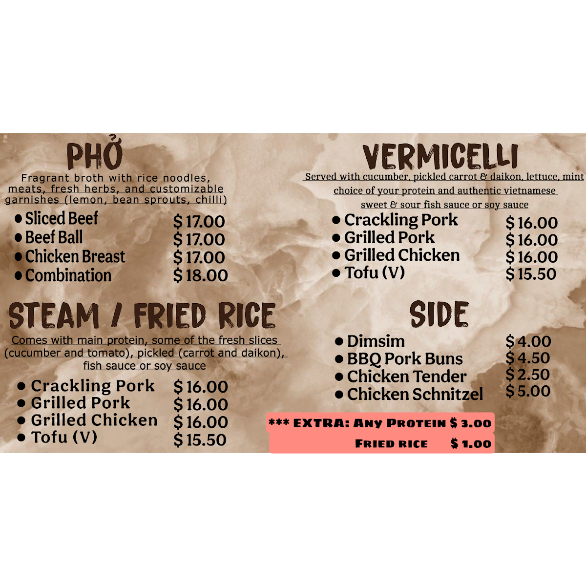 Menu, Brewmi Bakery