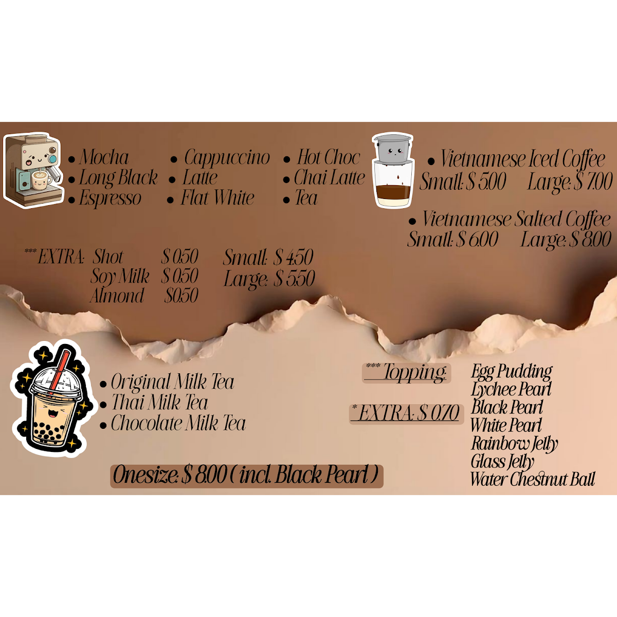 Menu, Brewmi Bakery