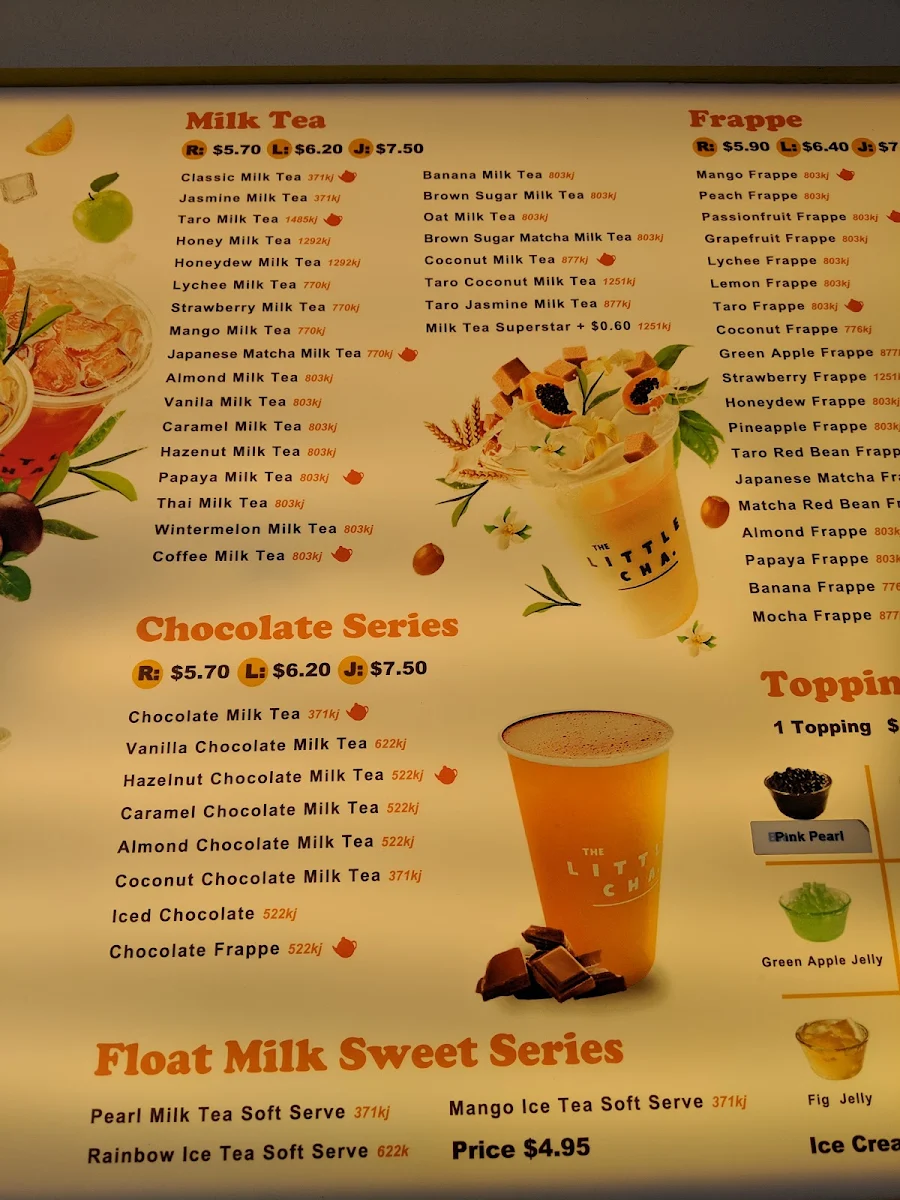 Menu, Little Cha Bubble Tea