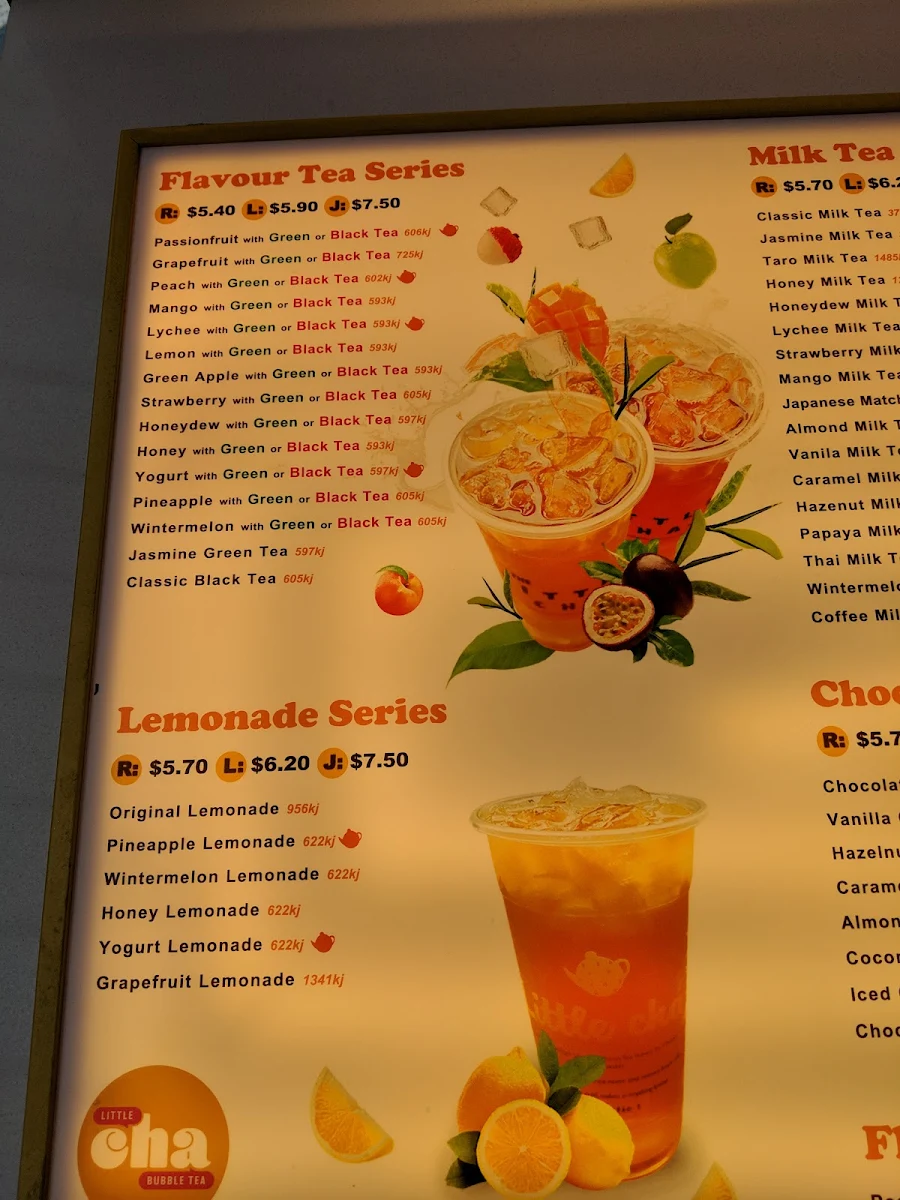 Menu, Little Cha Bubble Tea