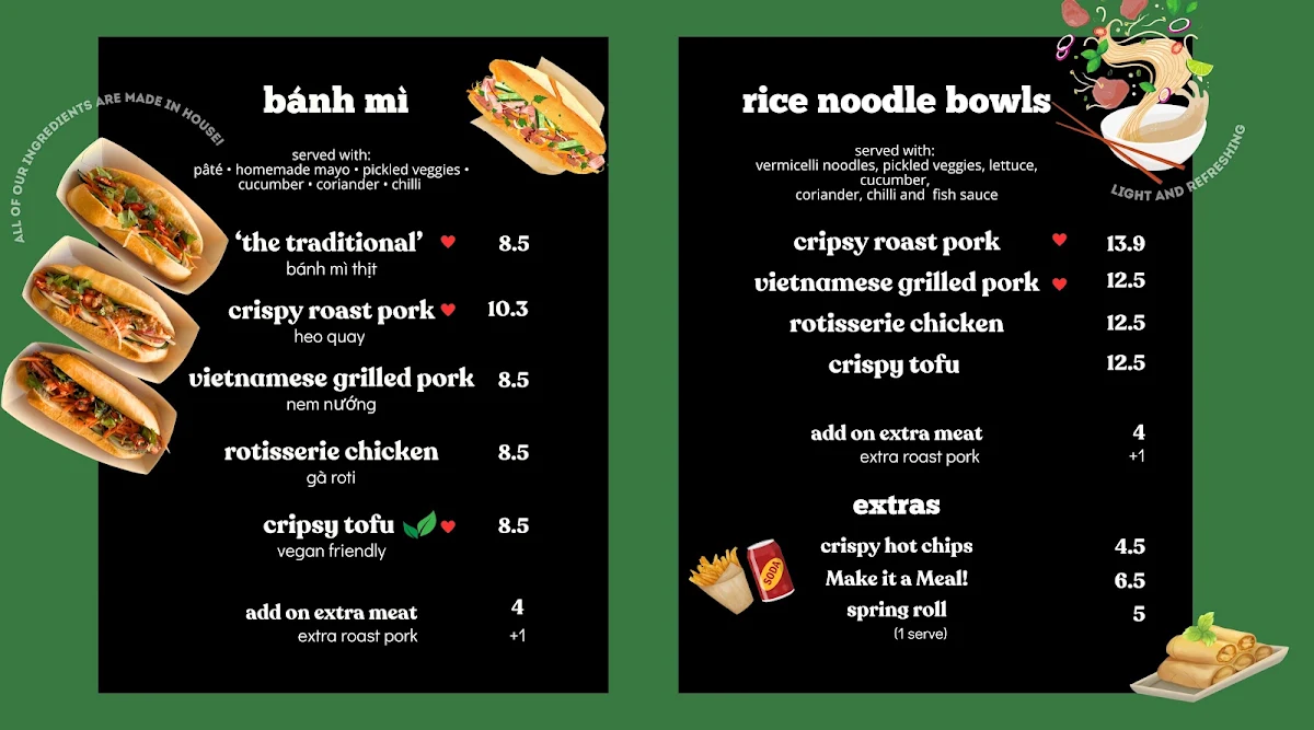 Menu, That Banh Mi Shop Malaga