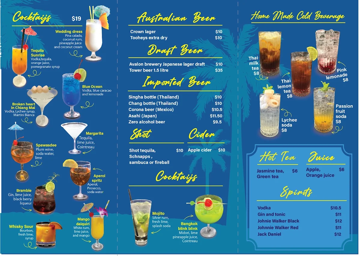 Menu, Sea wave Thai Restaurant Avalon beach