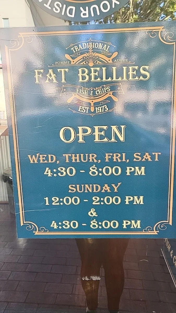 Menu, Fat Bellies Traditional Fish and Chips