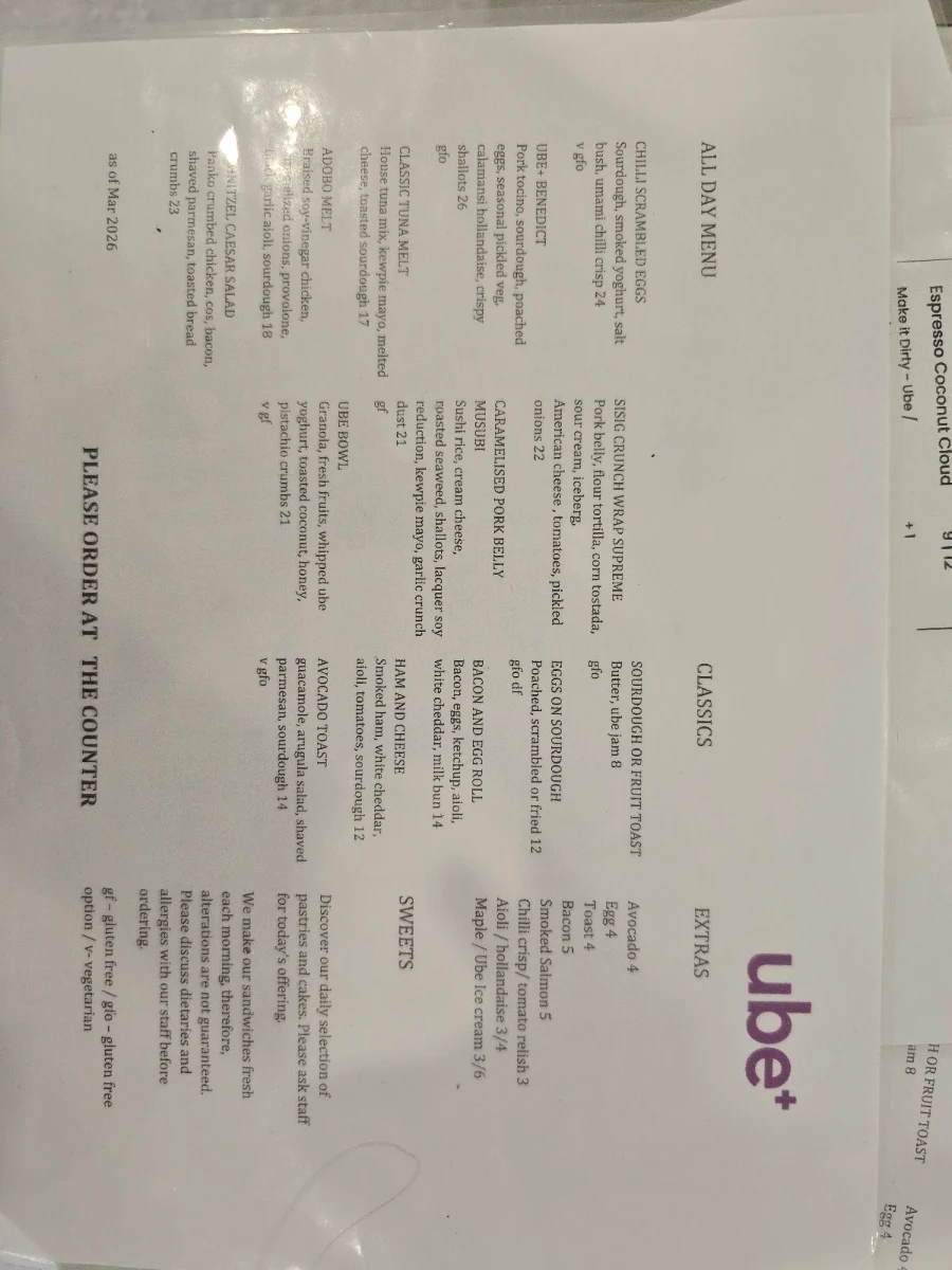 Menu, Ube+