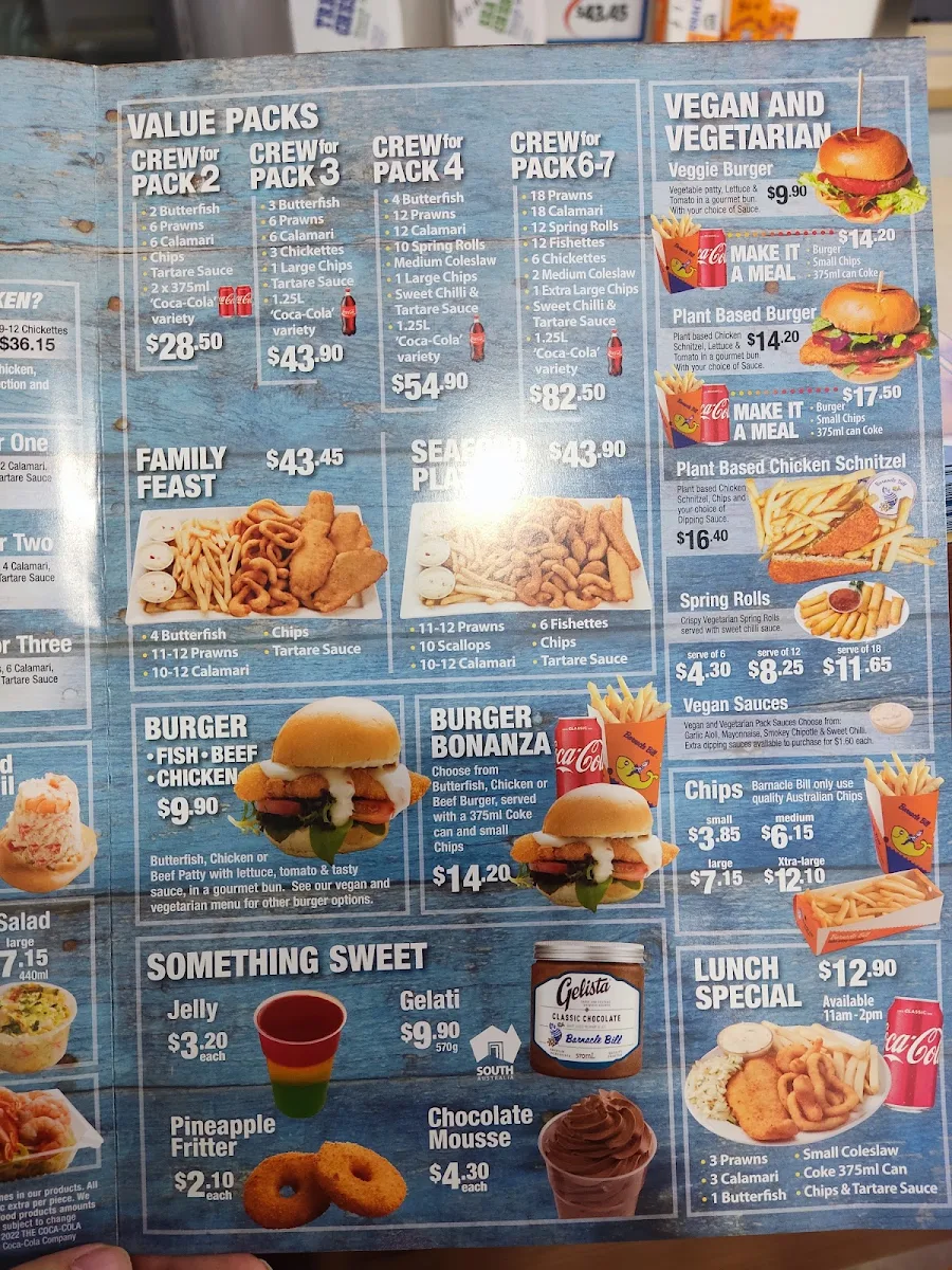 Menu, Barnacle Bill