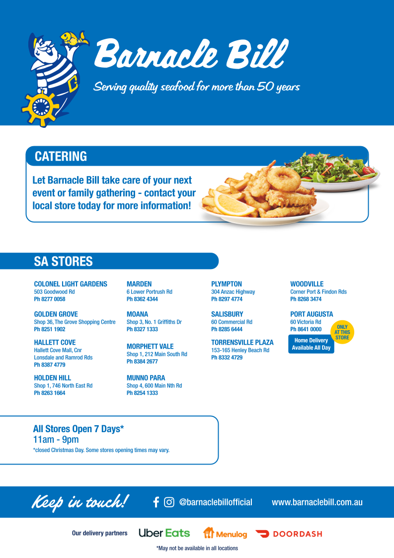 Menu, Barnacle Bill