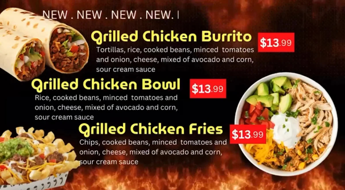 Menu, Hamilton Kebab and pizza