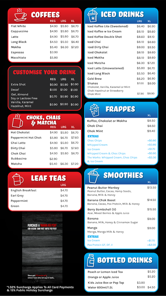 Menu, Kwik Koffee Banksia Grove. Coffee Drive Thru.