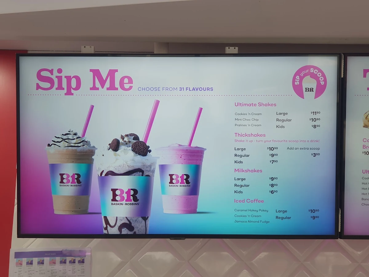 Menu, Baskin-Robbins Albany Creek