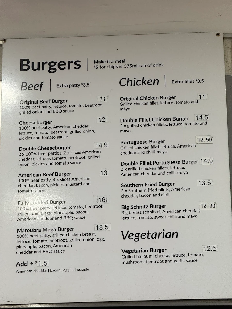 Menu, Maroubra Charcoal Chickens