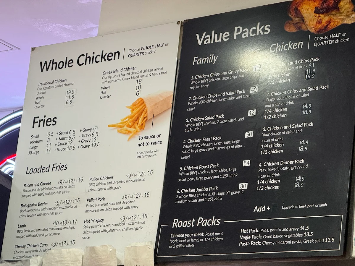 Menu, Maroubra Charcoal Chickens