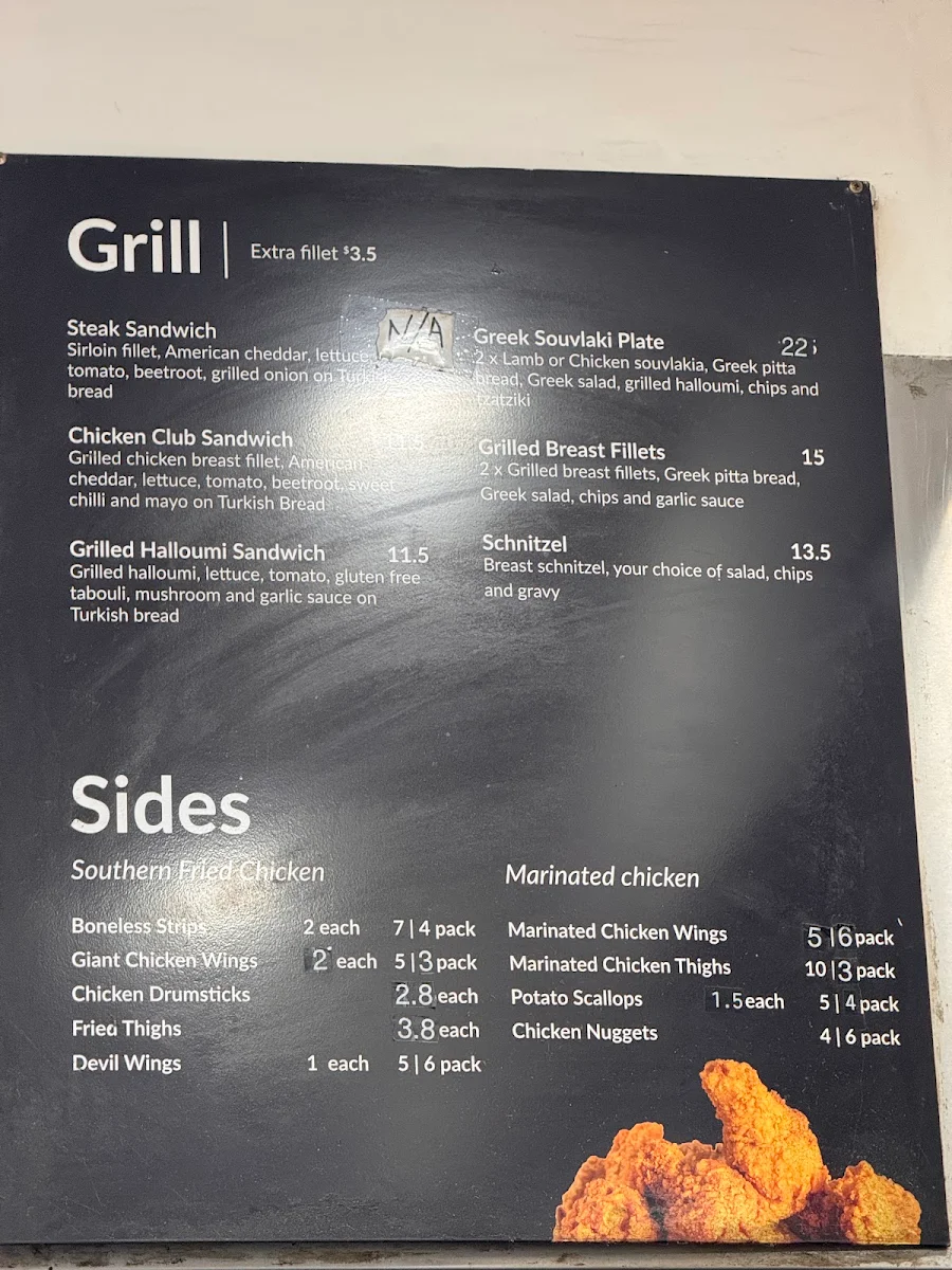 Menu, Maroubra Charcoal Chickens