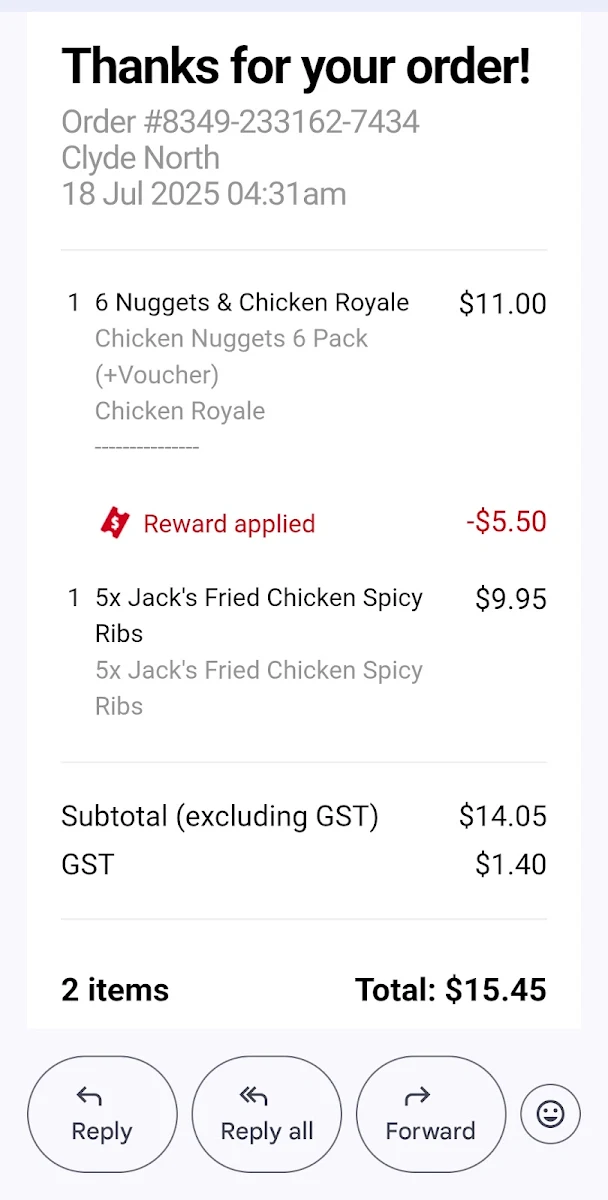 Menu, Hungry Jack's Burgers Clyde North