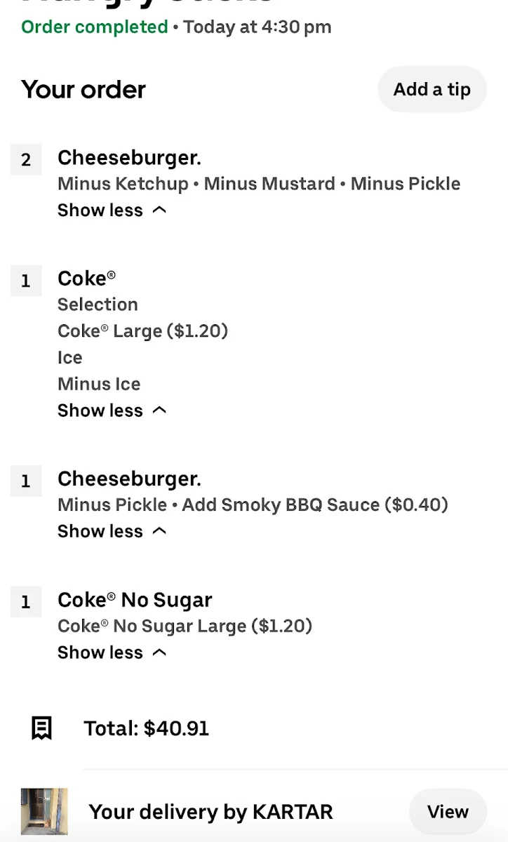Menu, Hungry Jack's Burgers Clyde North