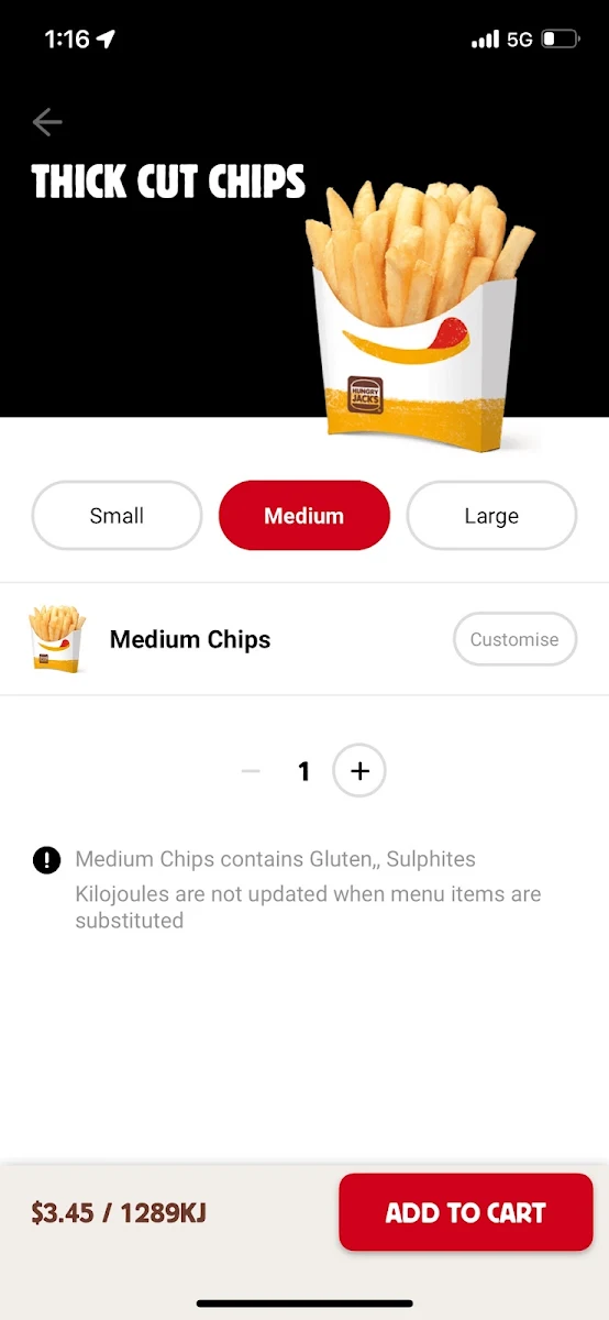 Menu, Hungry Jack's Burgers Clyde North