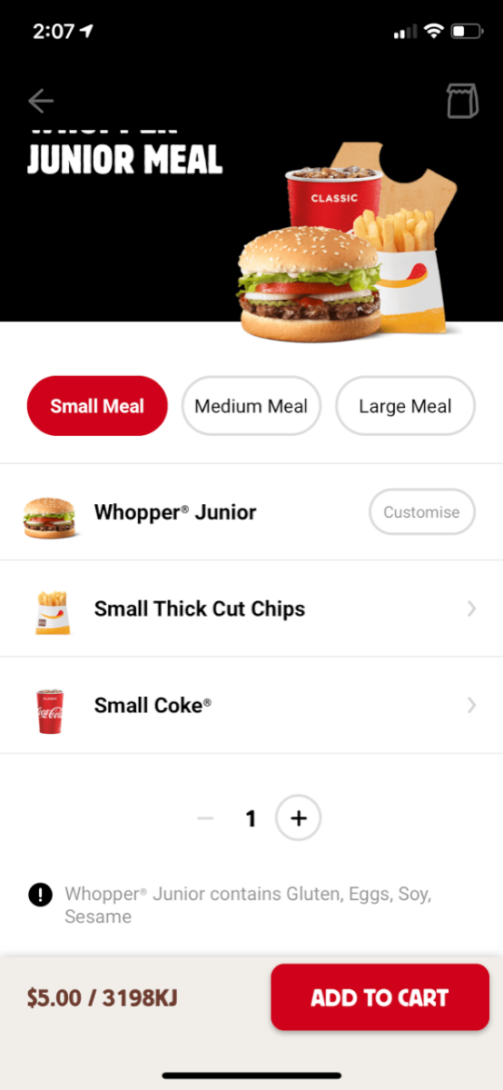 Menu, Hungry Jack's Burgers Clyde North