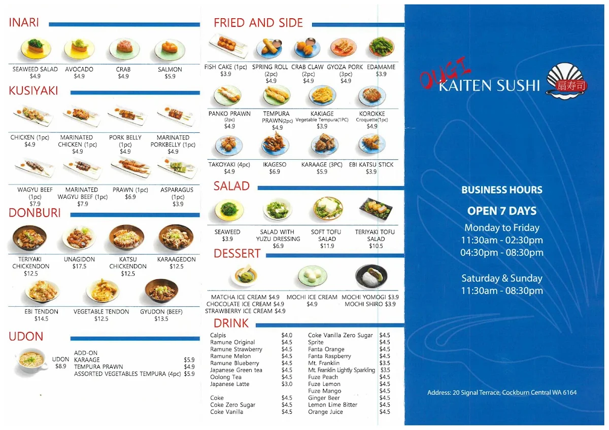 Menu, Ougi Kaiten Sushi