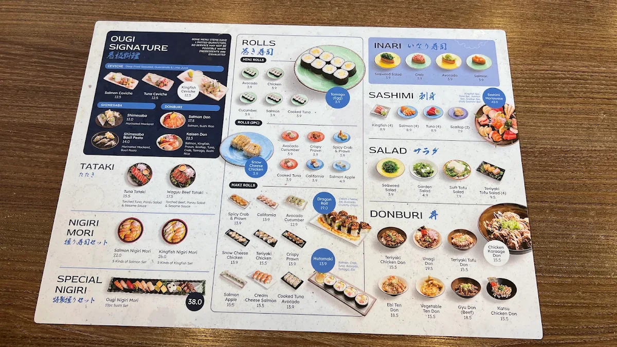 Menu, Ougi Kaiten Sushi