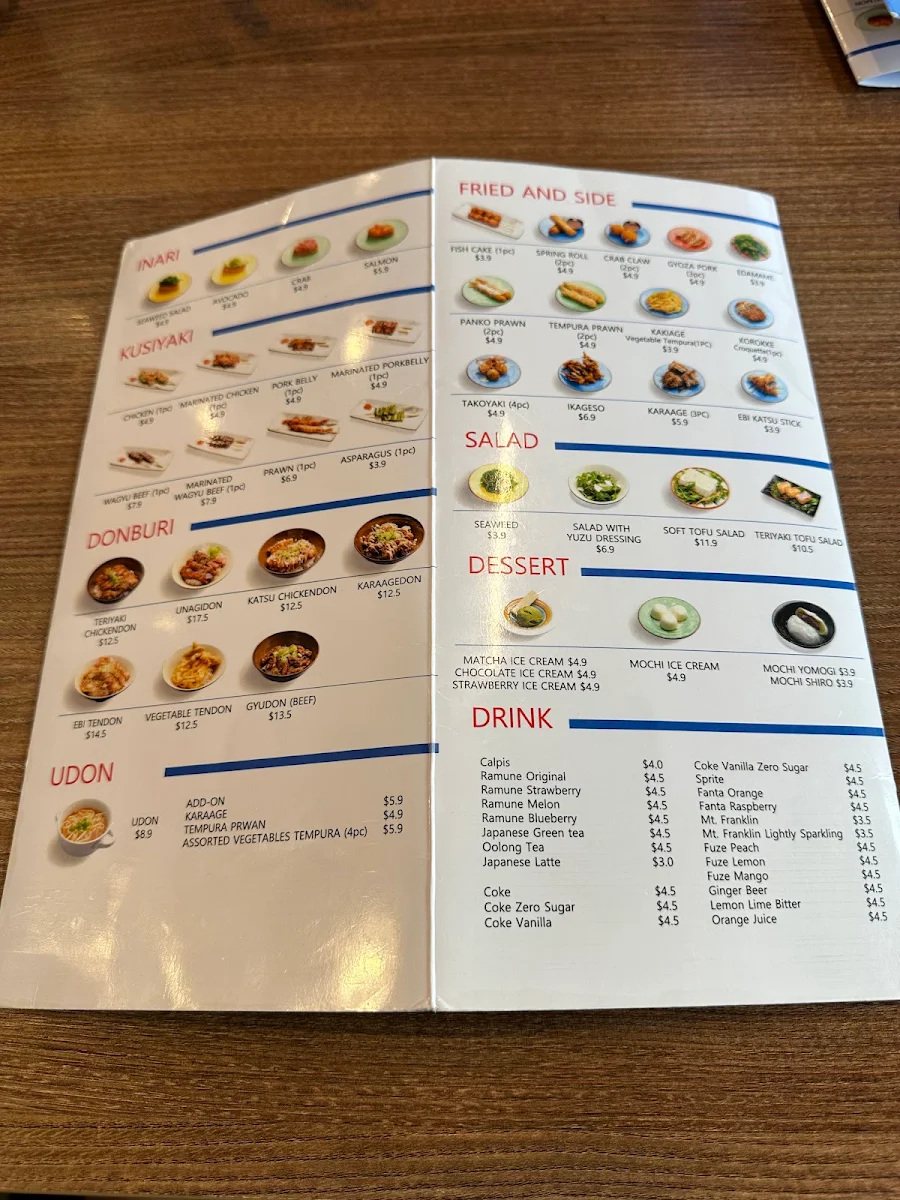 Menu, Ougi Kaiten Sushi