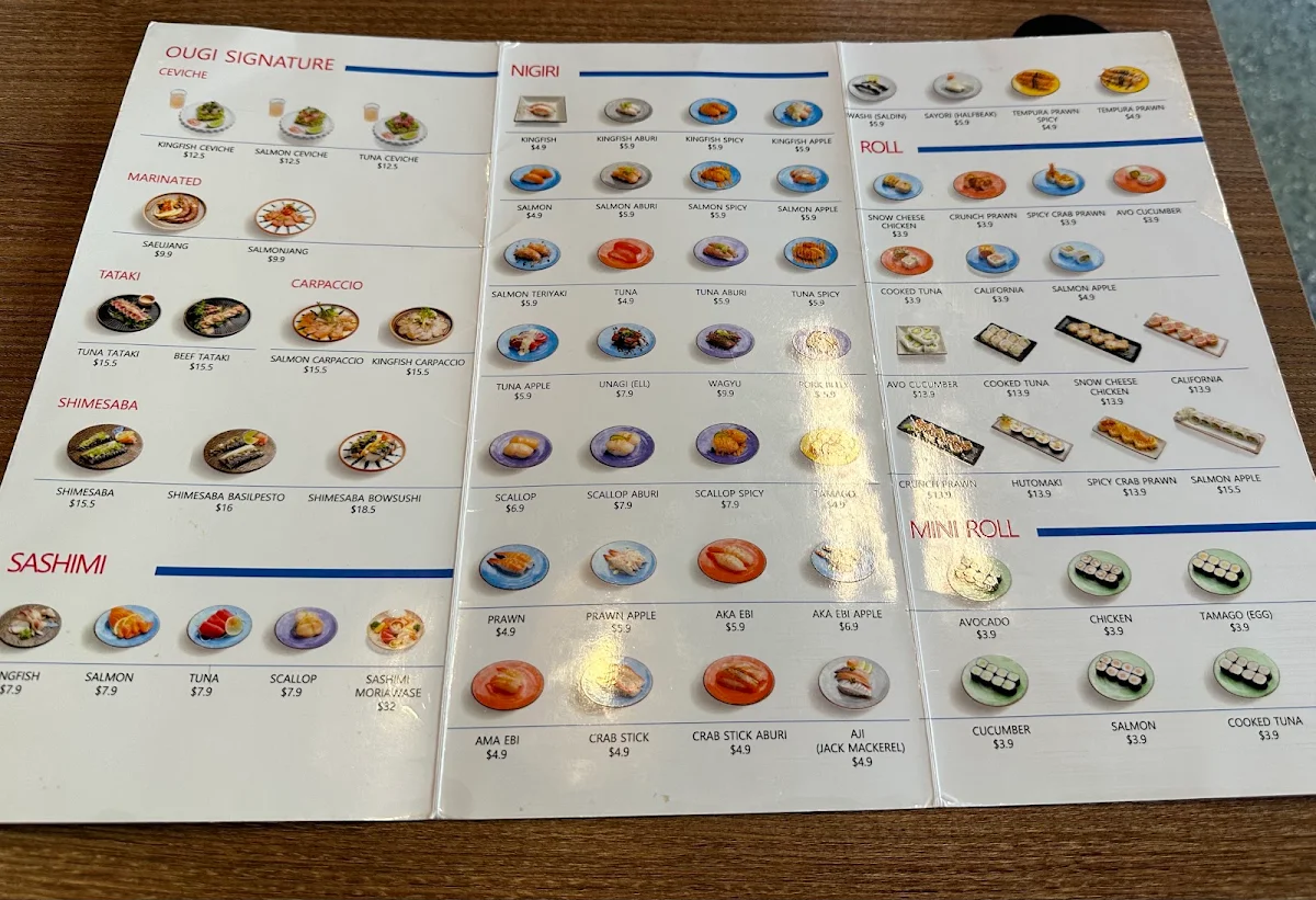 Menu, Ougi Kaiten Sushi