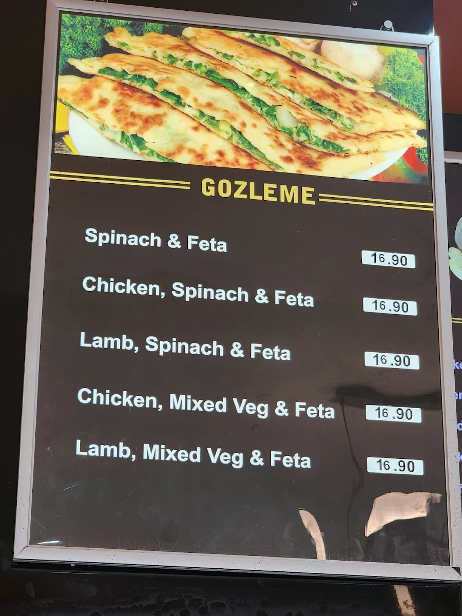 Menu, Ellenbrook Kebabs